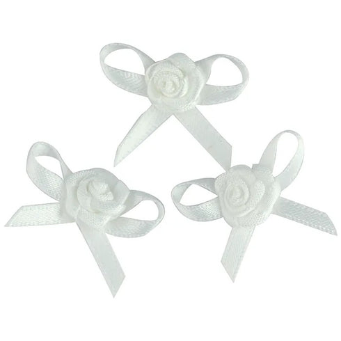 Satin Grub Rose Flower with Bow (available in 9 colours)